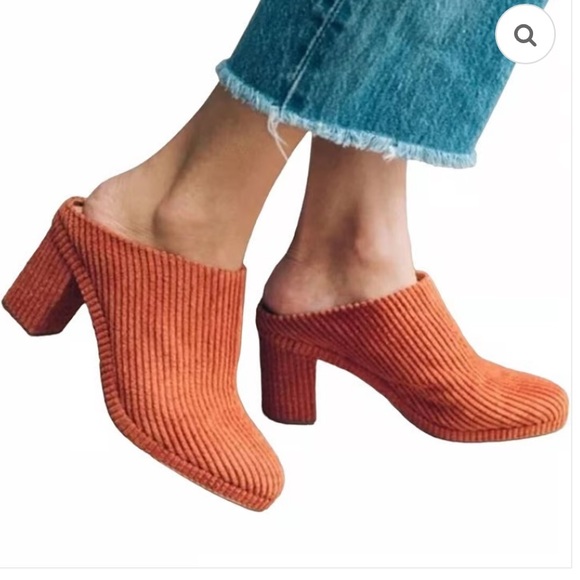 Soludos Brooke Rust Orange Corduroy Heeled Mules Size 7.5 - Picture 1 of 6